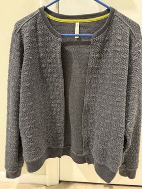 Open-Front Textured Cardigan Sweater - Charcoal Gray